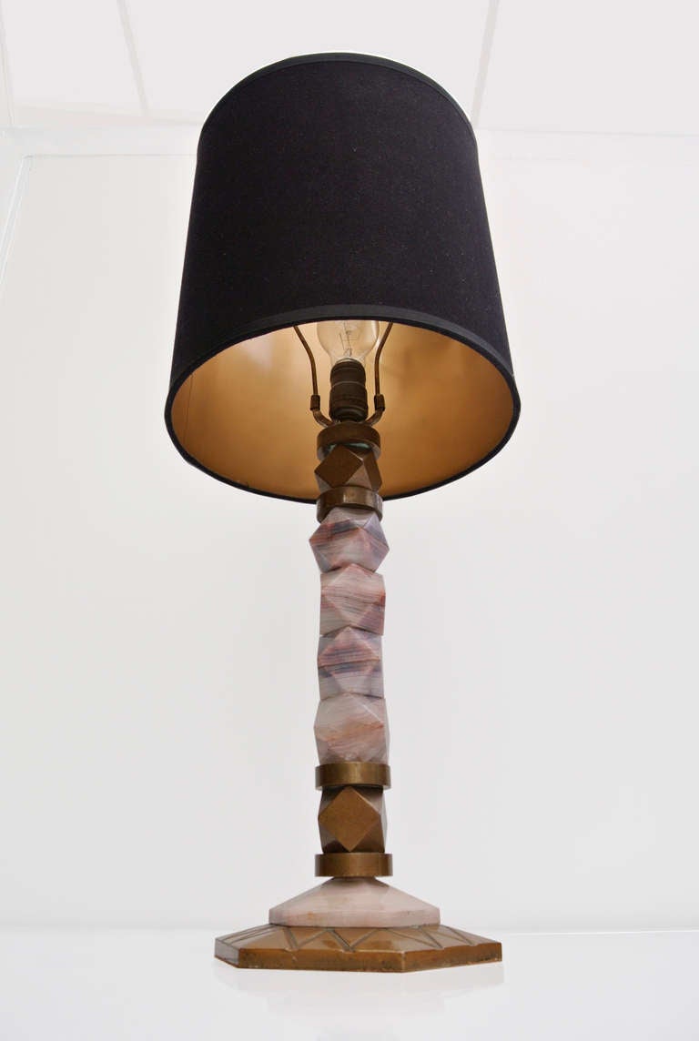Arturo Pani Onix And Bronze Lamp In Good Condition In Mexico, D.F.