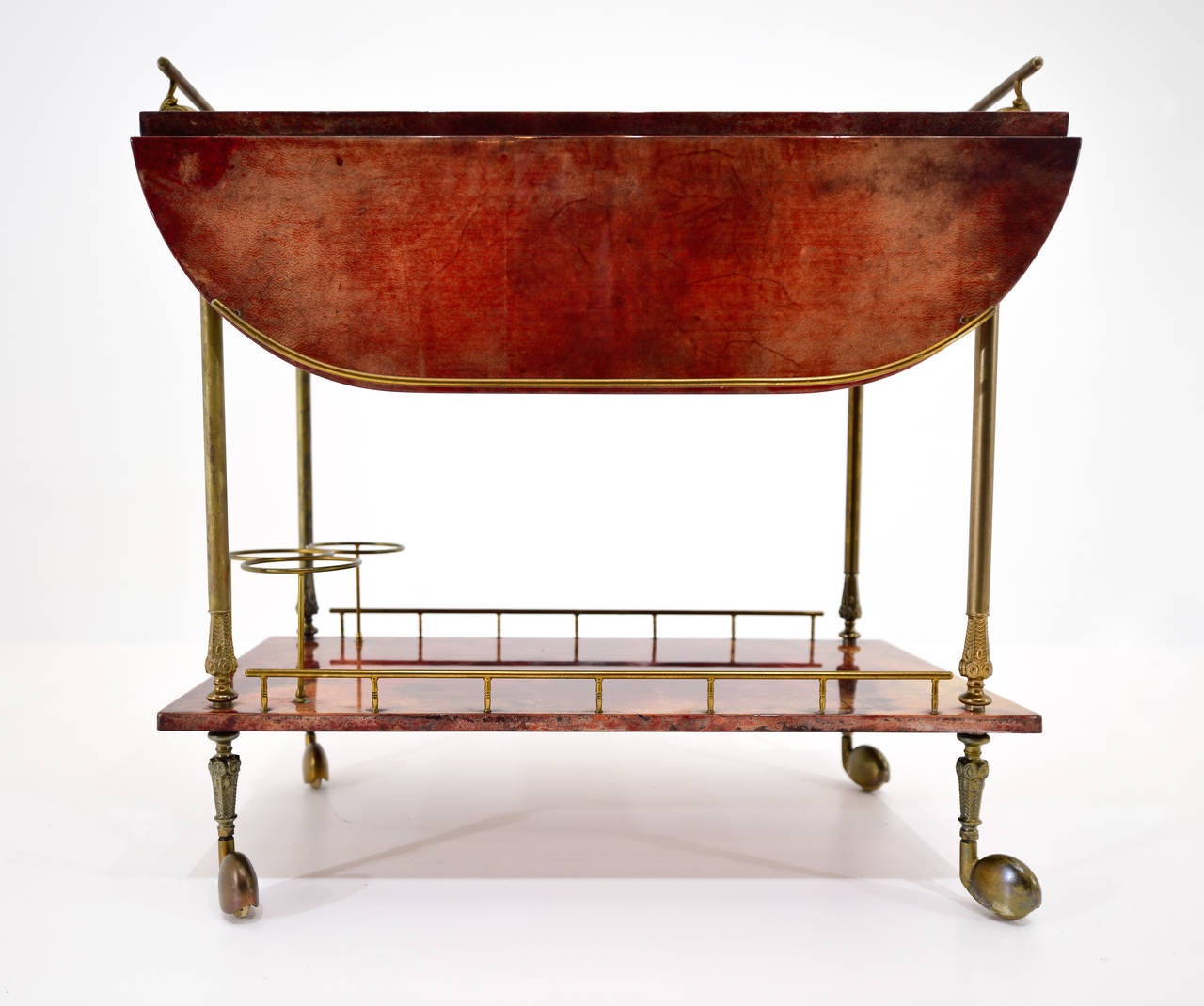 Mid-Century Modern Aldo Tura Goatskin Serving Trolley