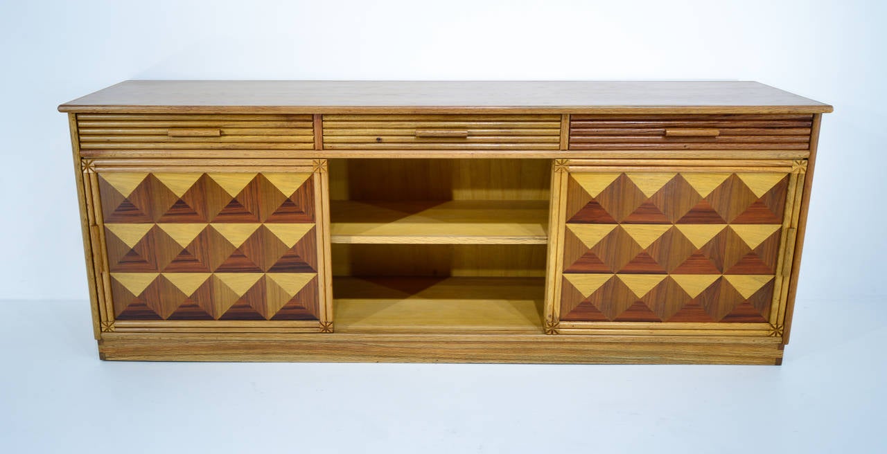 Mid-Century Modern Don Shoemaker Geometric Credenza For Sale
