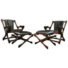Pair of Don Shoemaker Swinger Chair with Ottoman