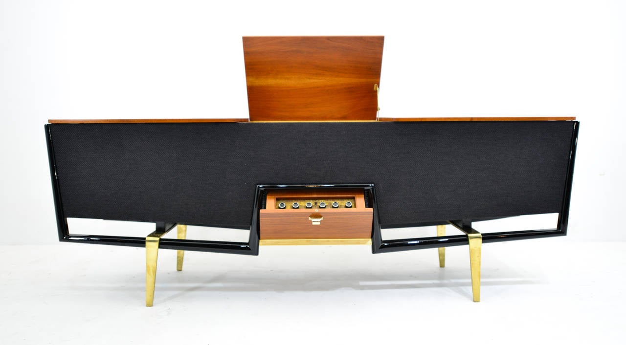 Mid-Century Modern Eugenio Escudero Mahogany Wood and Bronze Console