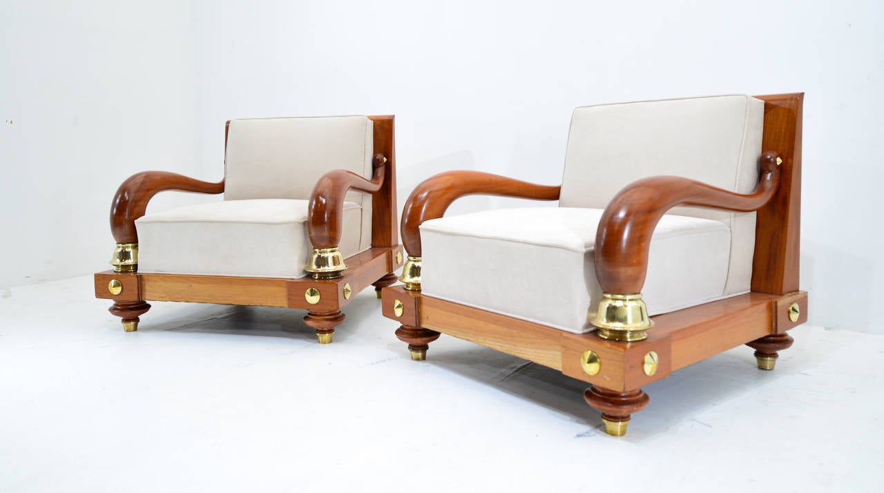 Mid-20th Century Pair of Robert & Mito Block Club Chairs