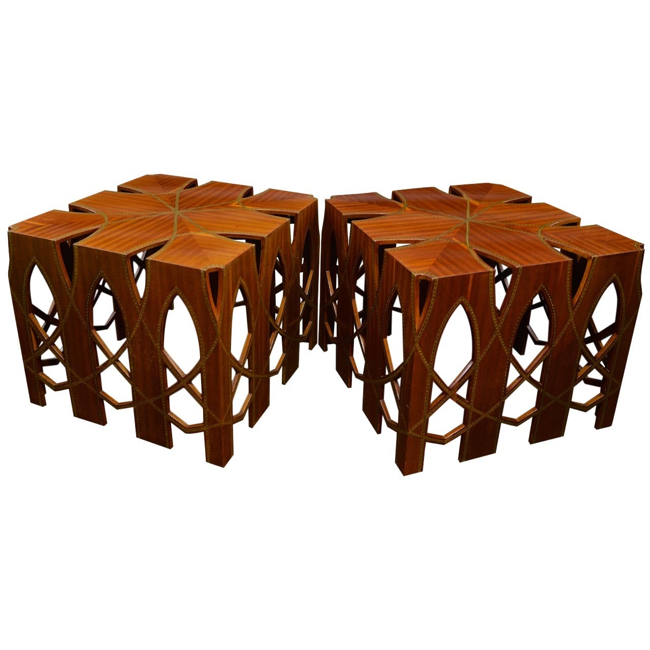 Large Size Of Gorgeous Pair of Marquetry Side Tables