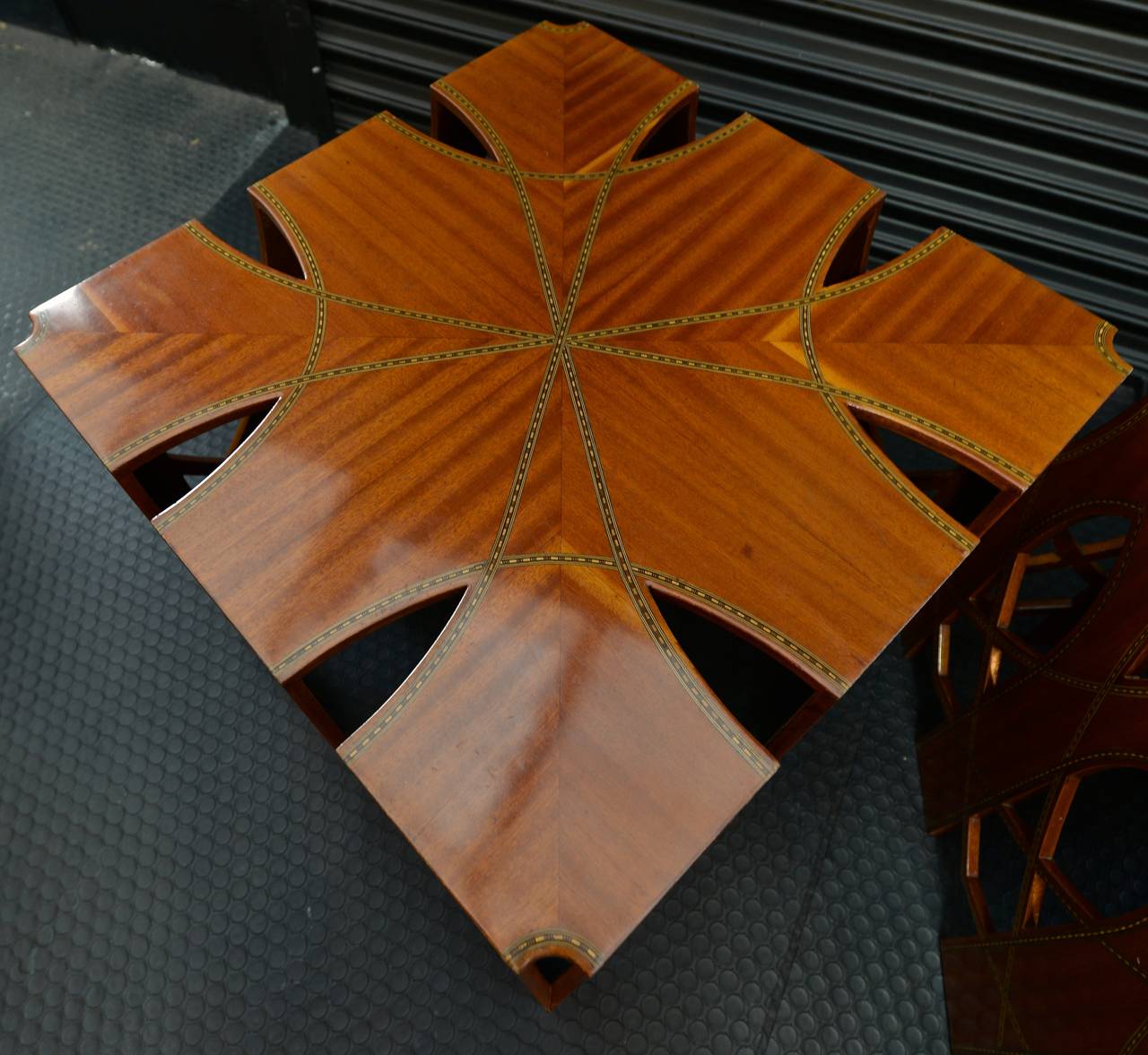 Mid-20th Century Large Size Of Gorgeous Pair of Marquetry Side Tables