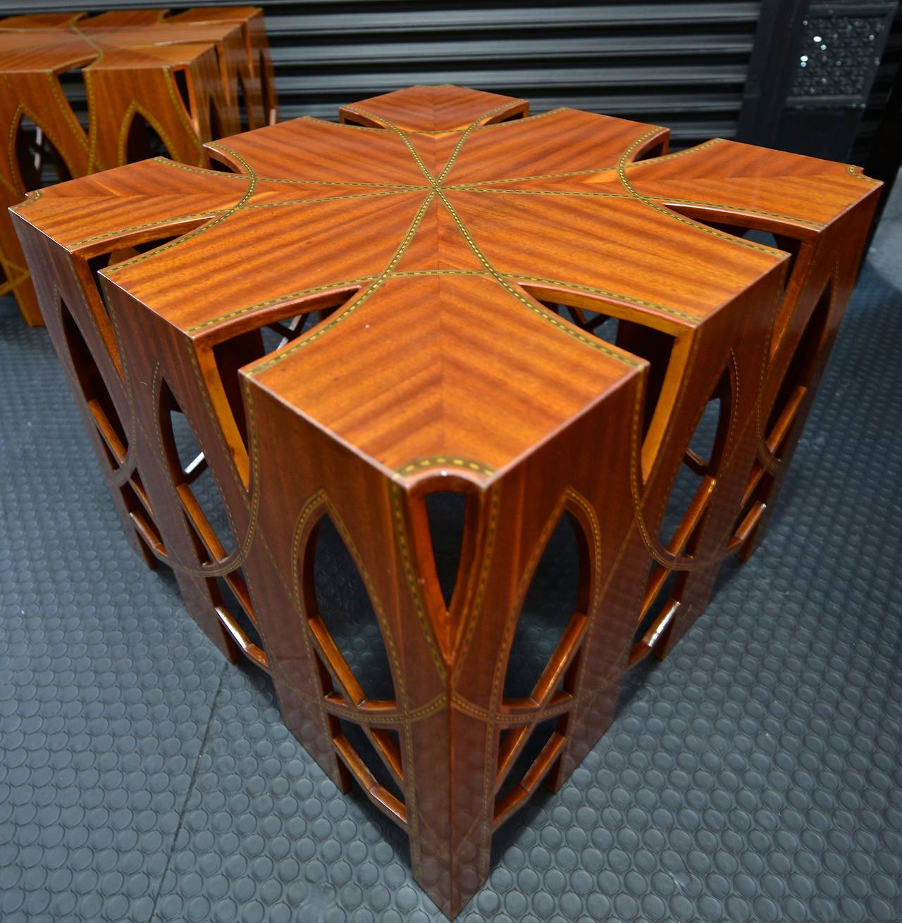 Large Size Of Gorgeous Pair of Marquetry Side Tables 1