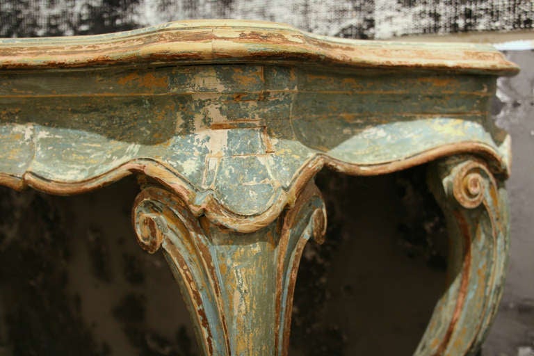 Beautiful Italian Console 19th Century, Patinated Wood In Good Condition In Ramatuelle, IDF