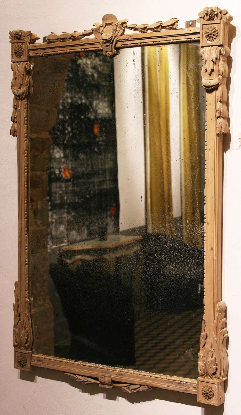 Louis XVI Trumeau in Raw Wood and Antic Mirror, France 19th Century For Sale 4