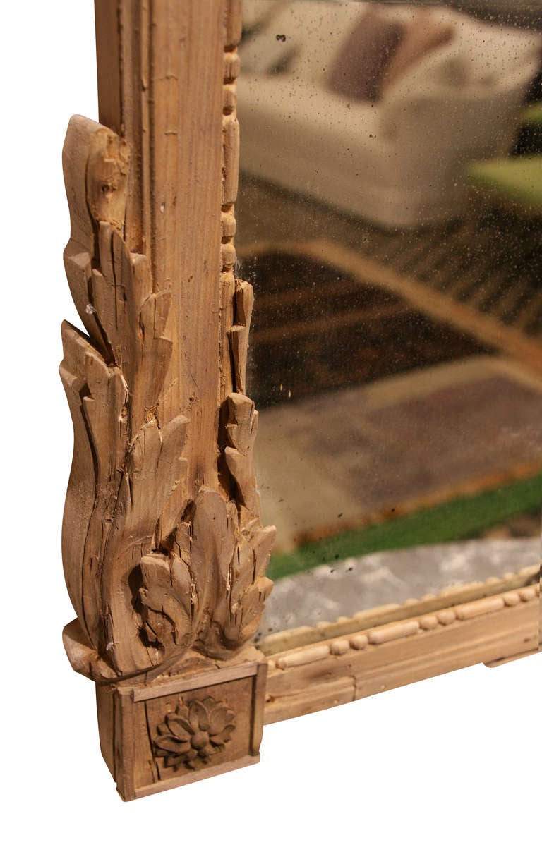 Louis XVI Trumeau in Raw Wood and Antic Mirror, France 19th Century For Sale 1