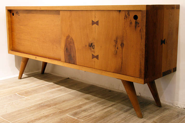 Credenza in Reclaimed Solid and Varnished Oak, 20th Century