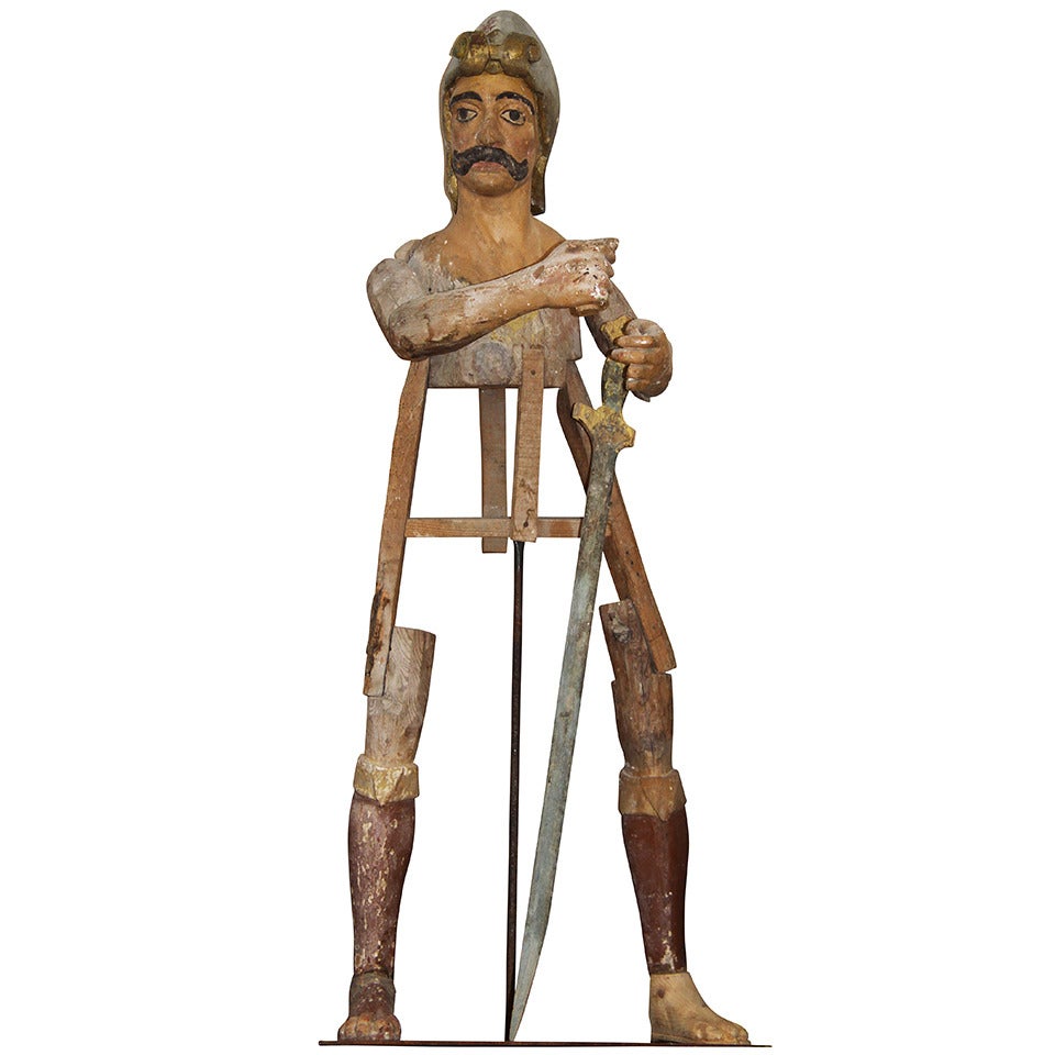 Human Size Spanish Soldier in Polychrome Wood For Sale