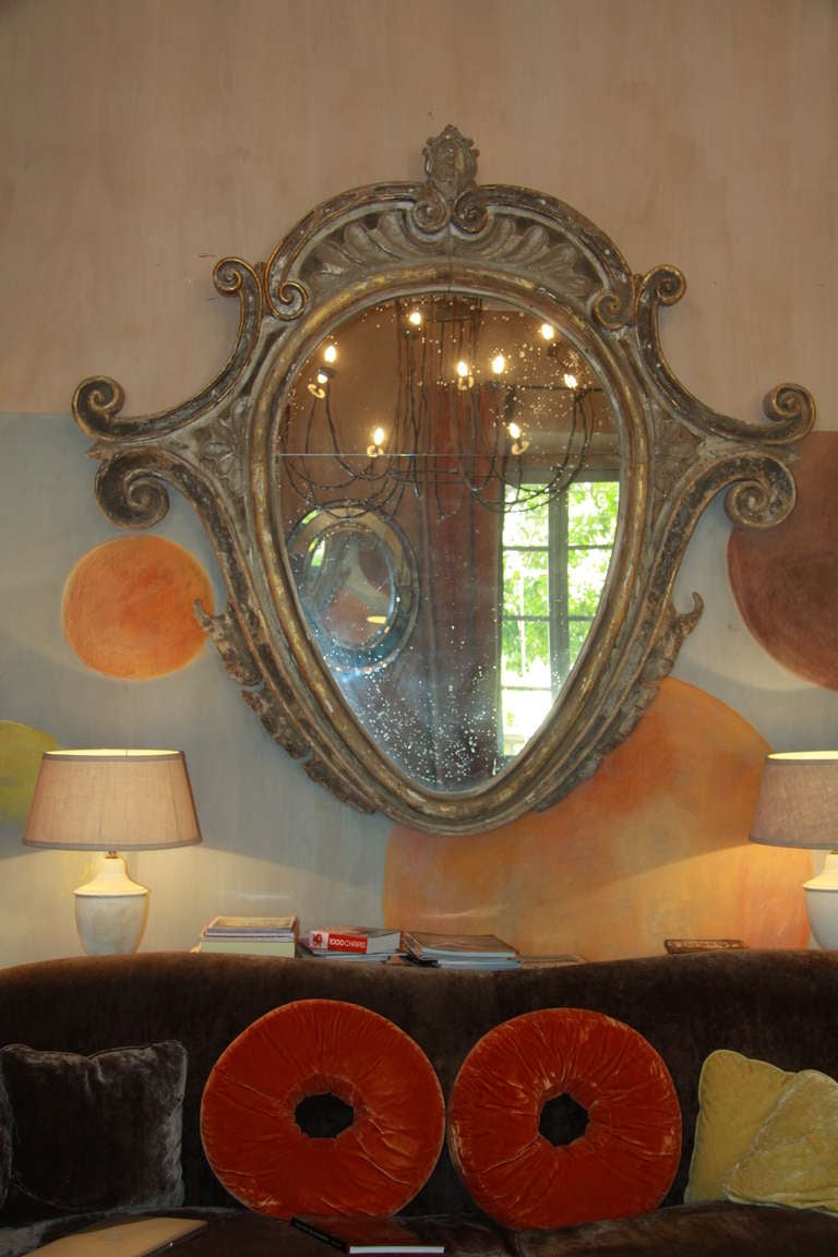 Very Large-Scale Mirror in Carved and Patinated Wood, Italy, 18th Century