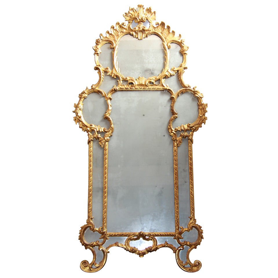 Misted up mirror, carved wood with parcloses, France, XIXe For Sale