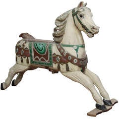 Vintage Old Carousel Horse in Wood from Germany