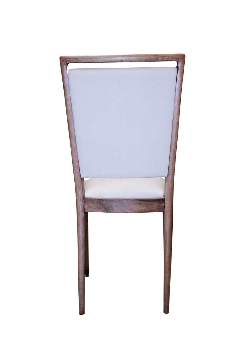 Swedish Set of Six 1950s Chairs, Wood and Silk Fabric