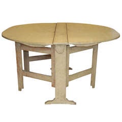 Antique Drop-leaf Gateleg Table, Patinated Pine Wood