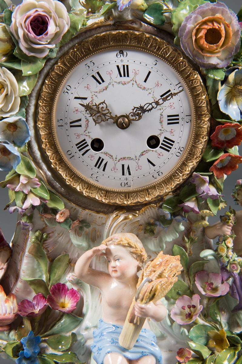 A 19th Century Meissen Porcelain Clock Representing the Four Seasons

Germany, Circa 1870

Marked with 19th century crossed swords mark

Dimensions: Height: 18.5