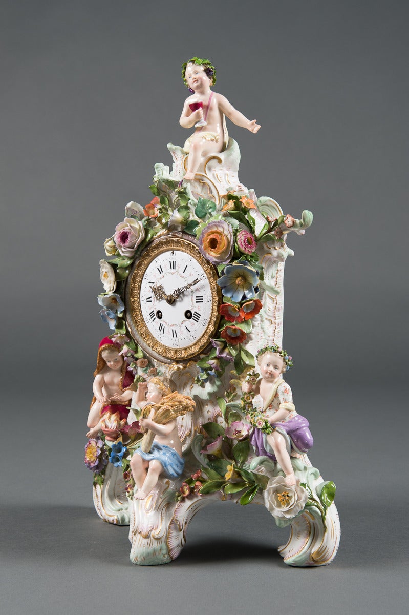A 19th Century Meissen Porcelain Clock Representing the Four Seasons 3