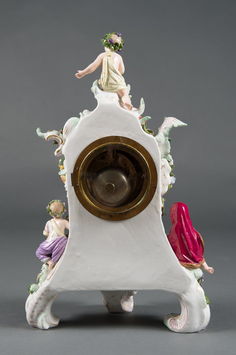 A 19th Century Meissen Porcelain Clock Representing the Four Seasons 2