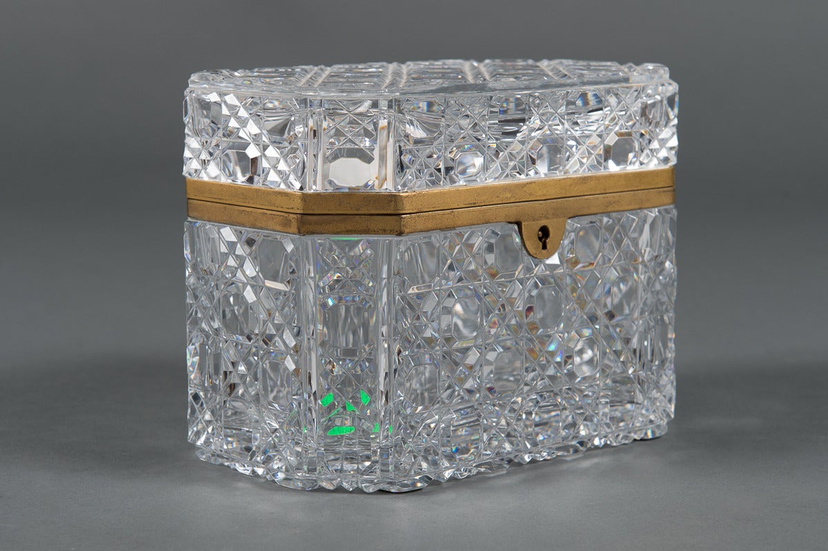 A French Baccarat Cut-Glass and Brass-Mounted Hinged Box

Circa 1920

Origin: France

Height 6