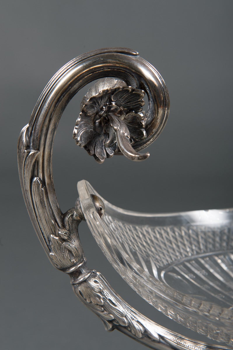 An Antique Continental Sterling Silver and Cut Glass Jardinière In Good Condition In Los Angeles, CA