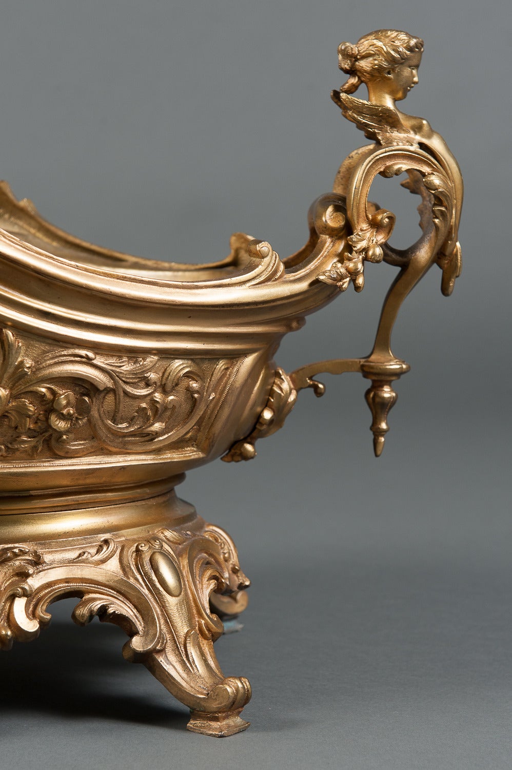 A Large French Rococo Gilt Bronze & Figural Centerpiece 1
