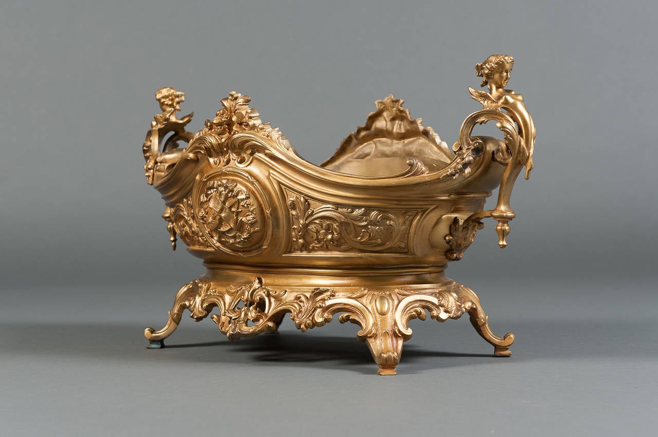 Early 20th Century A Large French Rococo Gilt Bronze & Figural Centerpiece