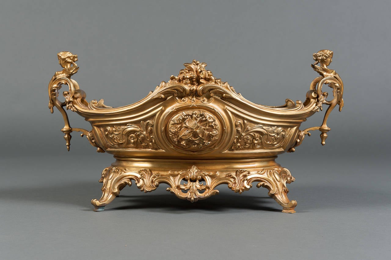 A Large French Rococo Gilt Bronze & Figural Centerpiece 3