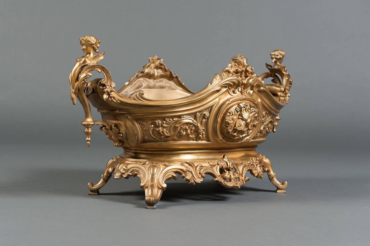 A Large French Rococo Gilt Bronze & Figural Centerpiece 5