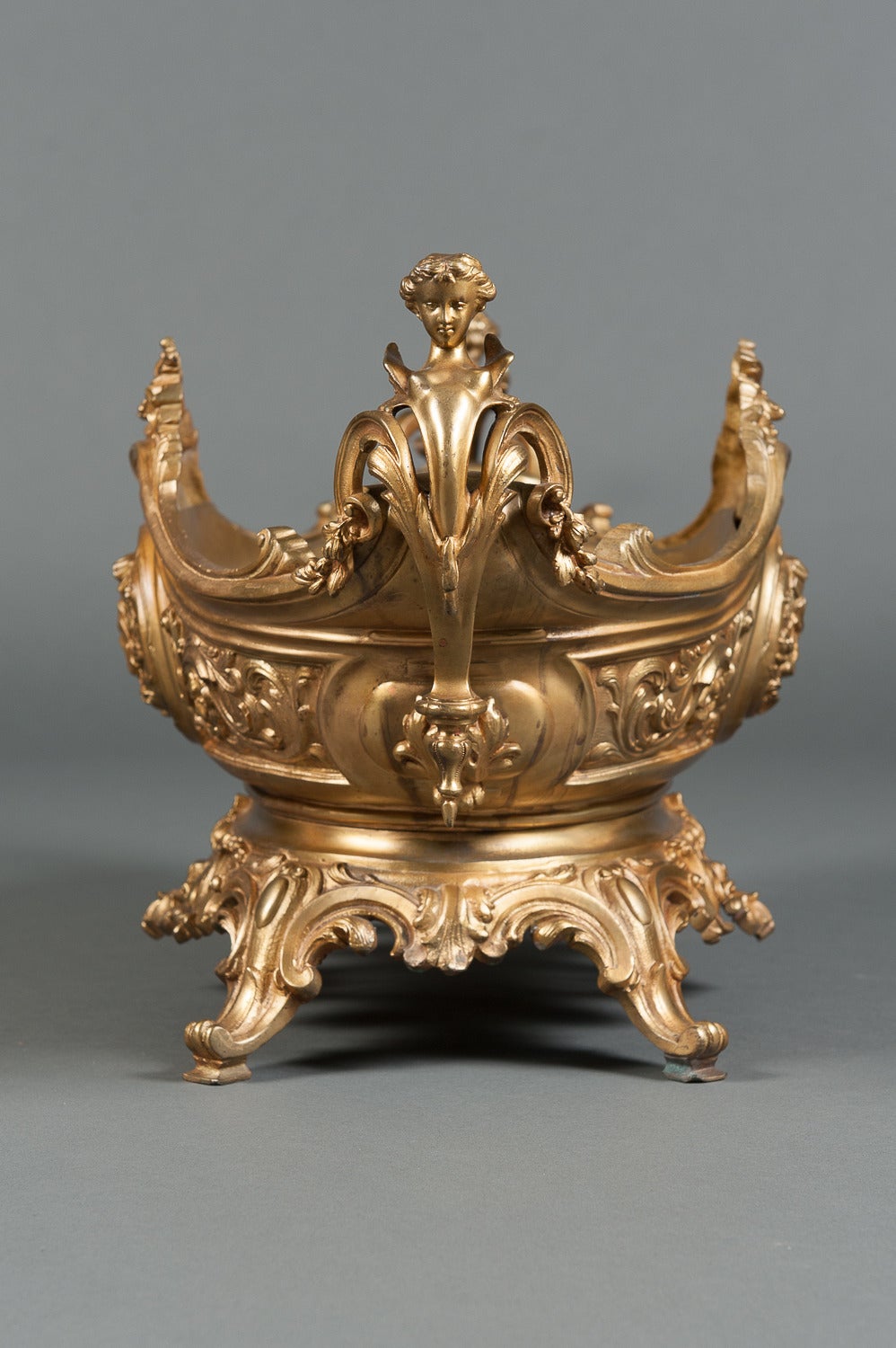 A Large French Rococo Gilt Bronze & Figural Centerpiece 4
