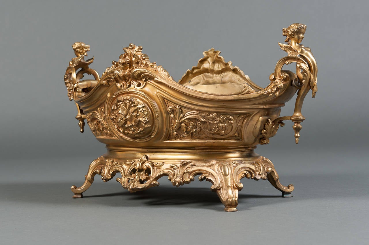 A Large French Rococo Gilt Bronze & Figural Centerpiece 6