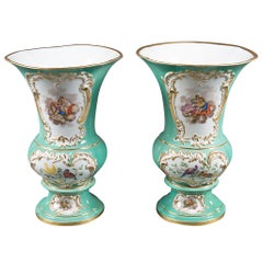 A Fine Pair of 19th Century German Meissen Porcelain Vases