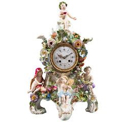 A 19th Century Meissen Porcelain Clock Representing the Four Seasons