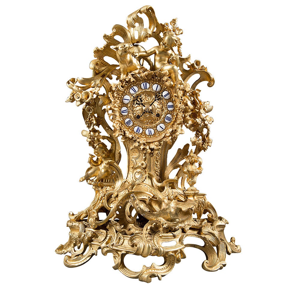A French Gilt Bronze Figural Clock.