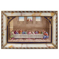 Antique Sevres Style plaque - "The last Supper"