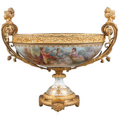 Fine 19th Century French Gilt Bronze Mounted Sevres Style Centerpiece