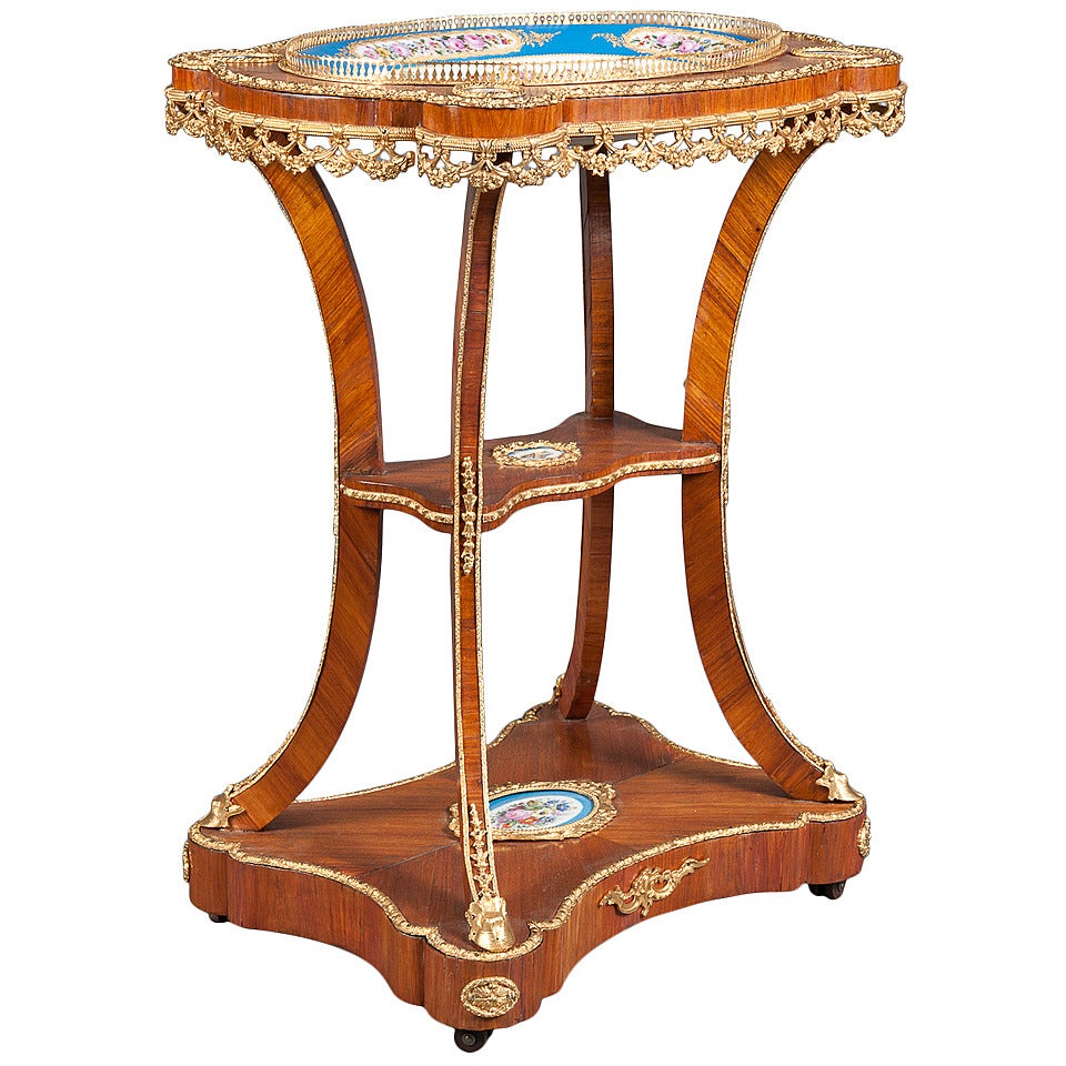 Ormolu-Mounted Sèvres Porcelain Side Table For Sale