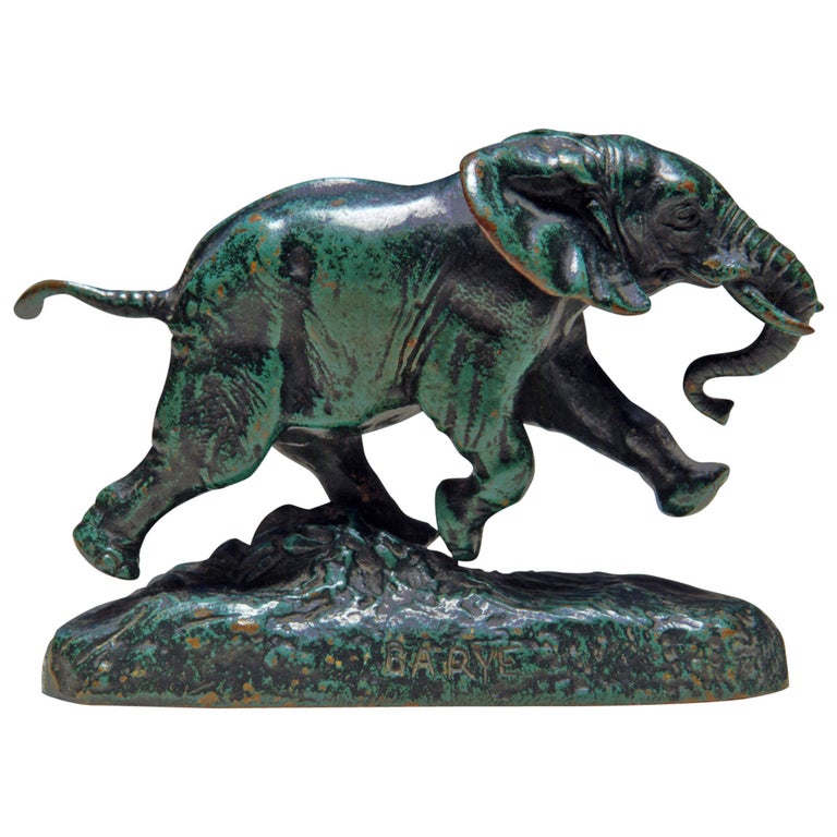A 19th Century Bronze "Running Elephant" by Emile Barye at 1stDibs