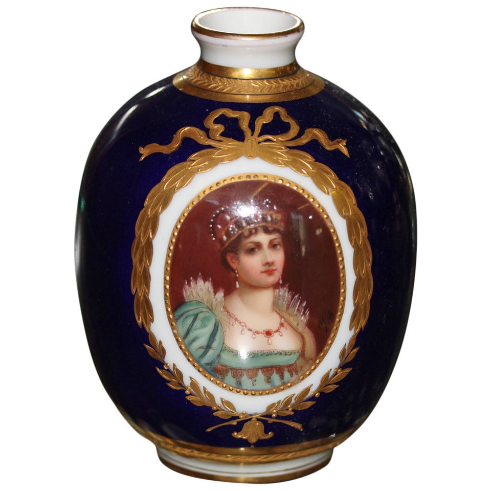 An Antique Austrian 19 Century Royal Vienna Portrait Vase