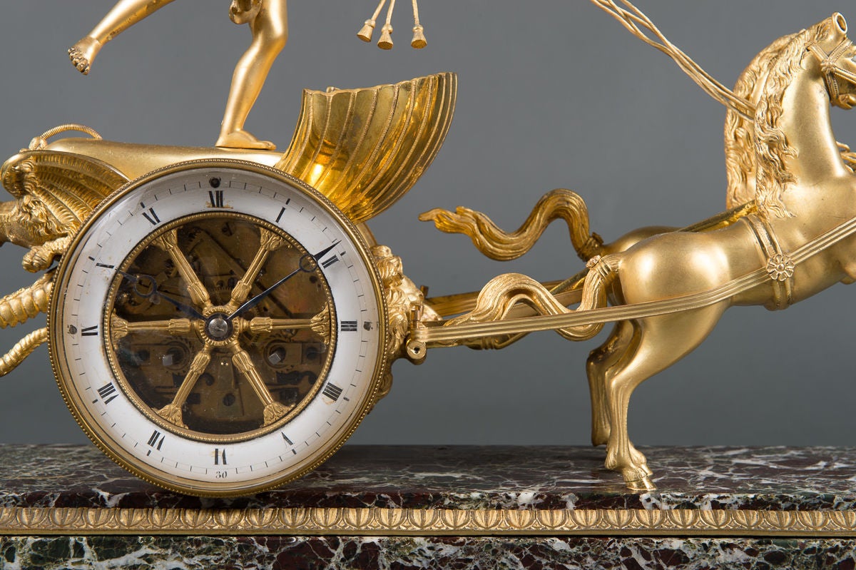 A 19th Century French Gilt Bronze Mounted & Marble Mantel Clock 3