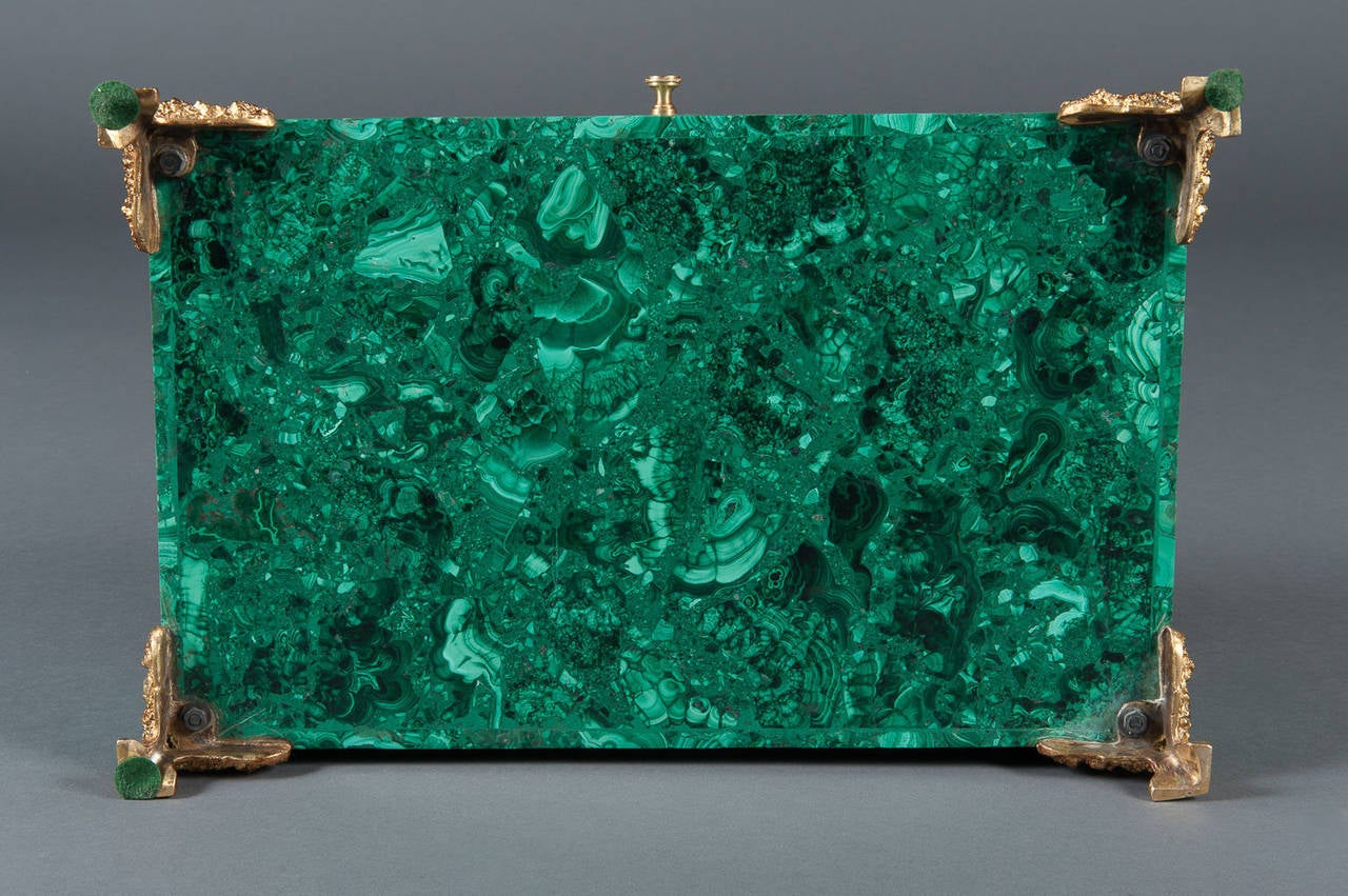 Large Russian Malachite Gilt Bronze and Micro Mosaic Box Hinged Box 3
