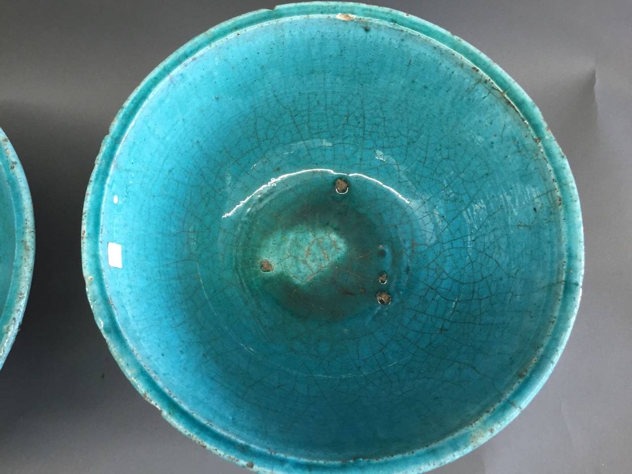A Pair of Persian Ceramic Turquoise Handcrafted Bowls 2