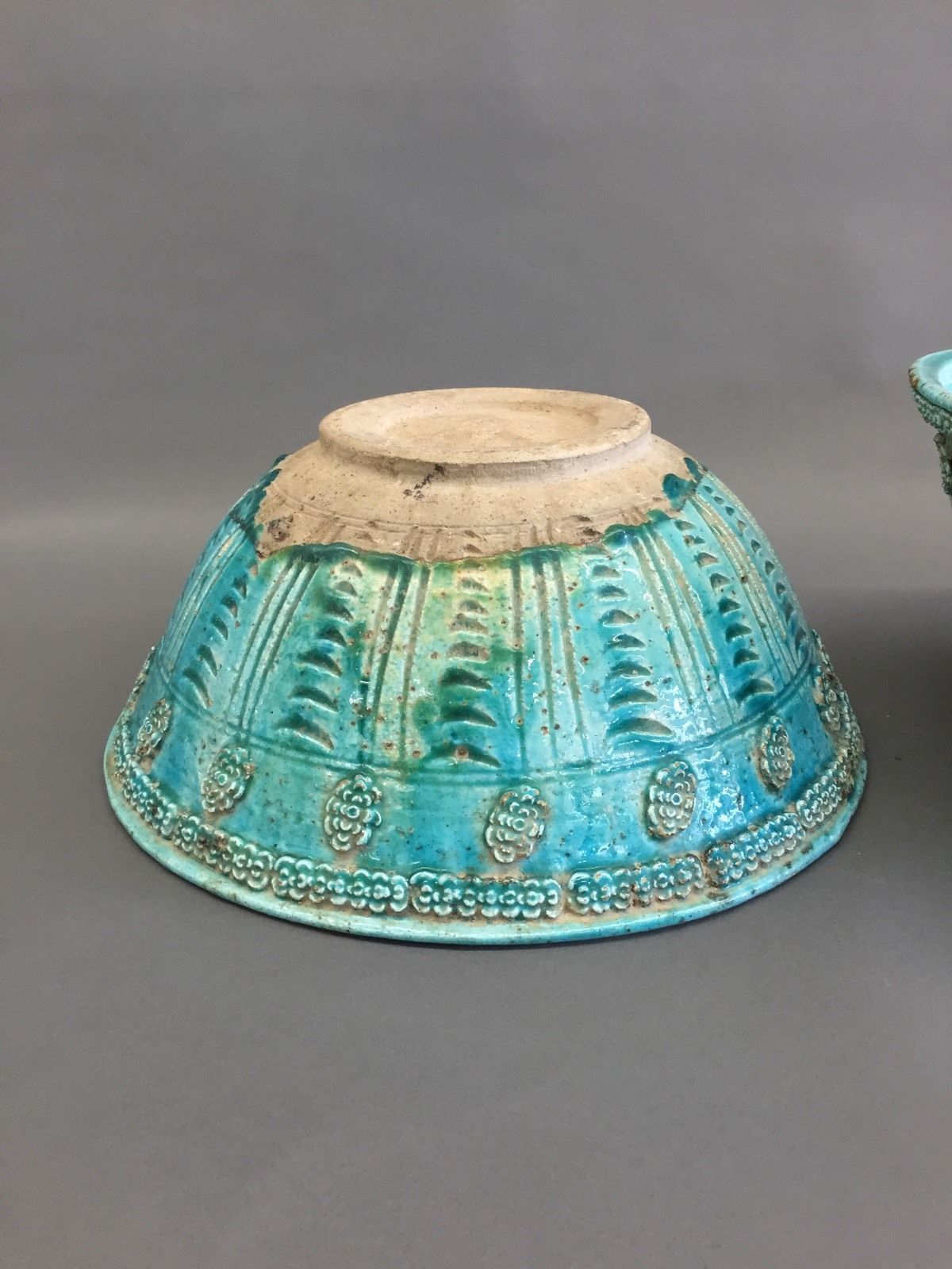 A Pair of Persian Ceramic Turquoise Handcrafted Bowls In Good Condition In Los Angeles, CA
