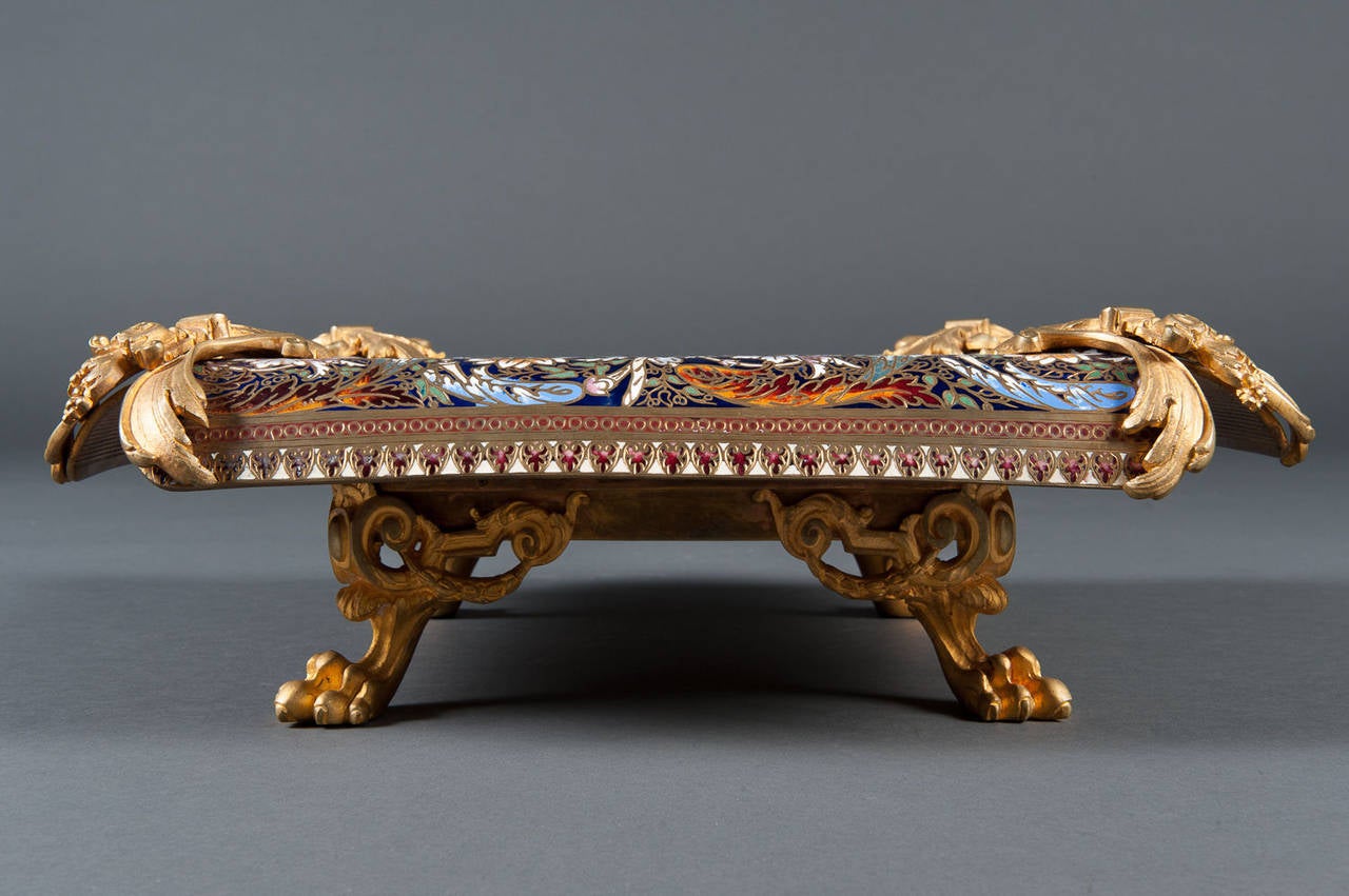 A Fine 19th Century French Champlevé & Gilt Bronze Centerpiece In Excellent Condition In Los Angeles, CA