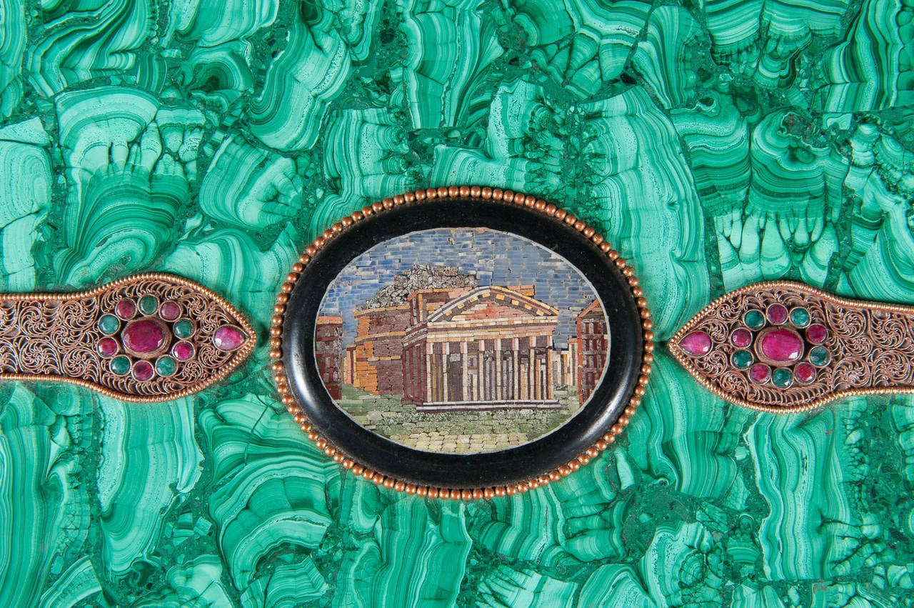 Large Russian Malachite Gilt Bronze and Micro Mosaic Box Hinged Box 5