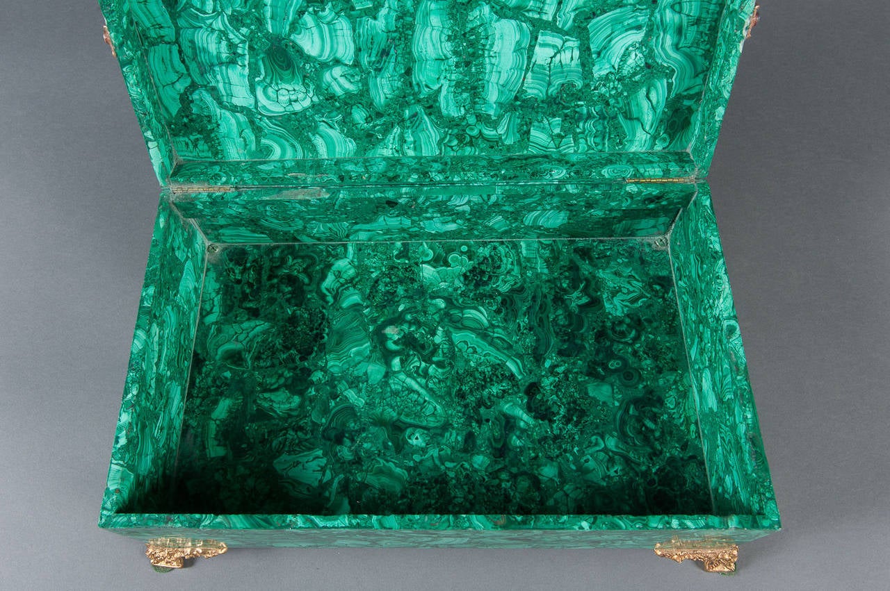 Large Russian Malachite Gilt Bronze and Micro Mosaic Box Hinged Box 2