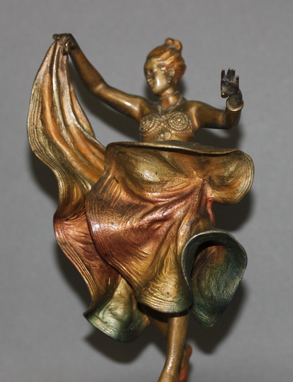 20th Century Mechanical Vienna Bronze Cold Painted Figure of a Belly Dancer by Bruno Zach