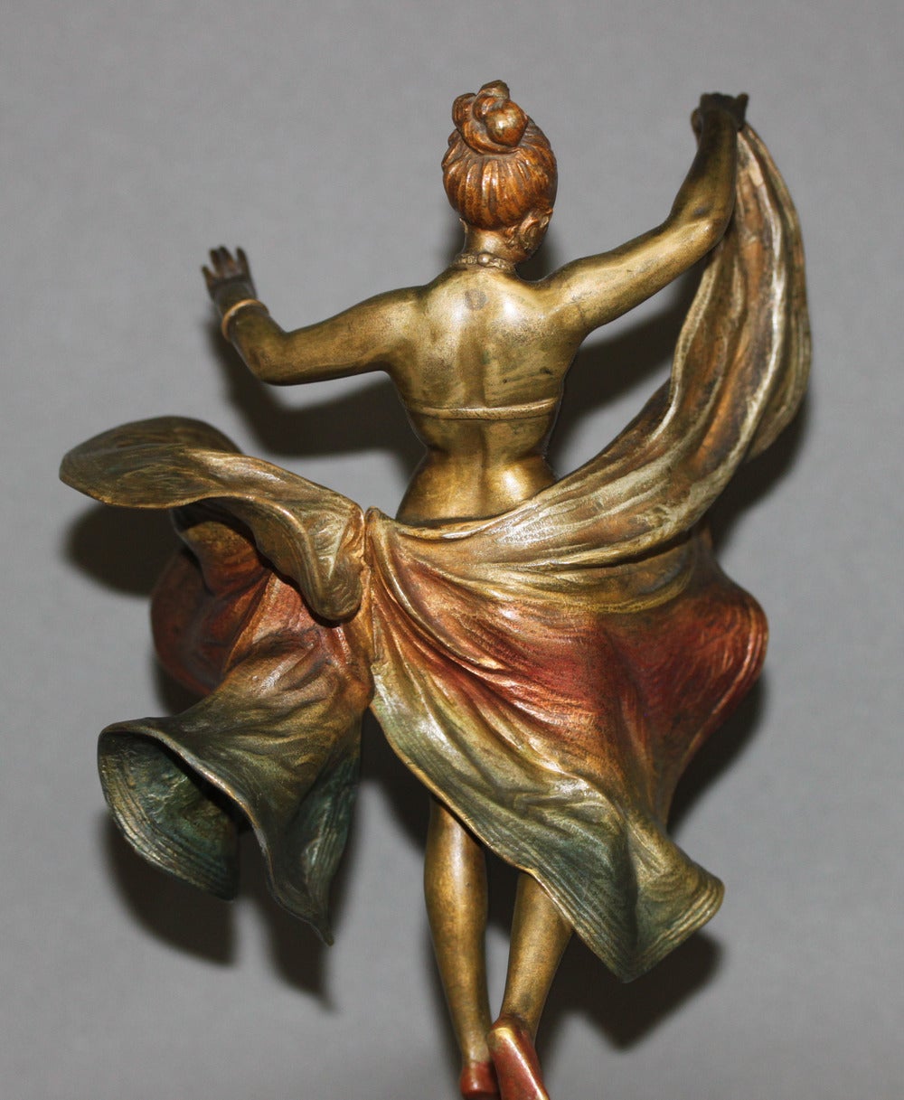Mechanical Vienna Bronze Cold Painted Figure of a Belly Dancer by Bruno Zach 1