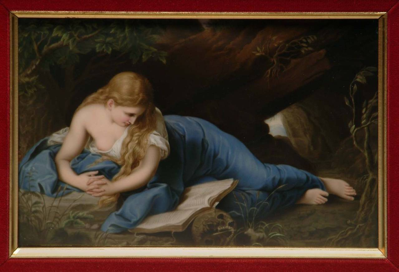 A 19th Century German K.P.M Plaque Depicting Reclining Magdalene

Circa 1870

Origin: Germany

Framed
Height: 13″
Width: 16″
 
Plaque
Height: 6.5″
Width: 9.5″
 
Material: Porcelain

Excellent Original Condition
 
Maker: K.P.M.