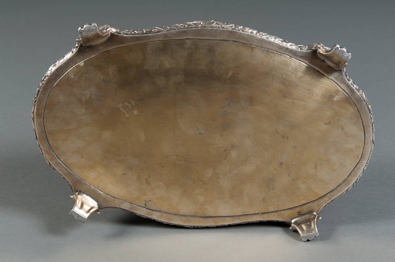 Centro de mesa francés antiguo de bronce plateado en venta 1