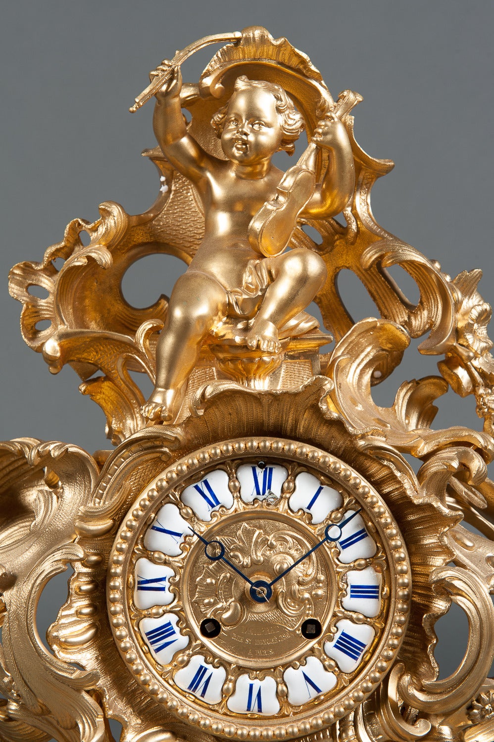 A 19th Century French Gilt Bronze Figural Mantle Clock 3